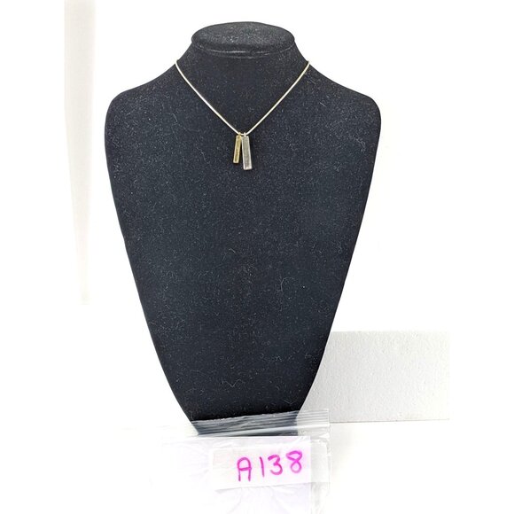 Anne Klein Silver & Gold-Tone Bar Pendant Necklace With Adjustable Chain Womens - Picture 8 of 9